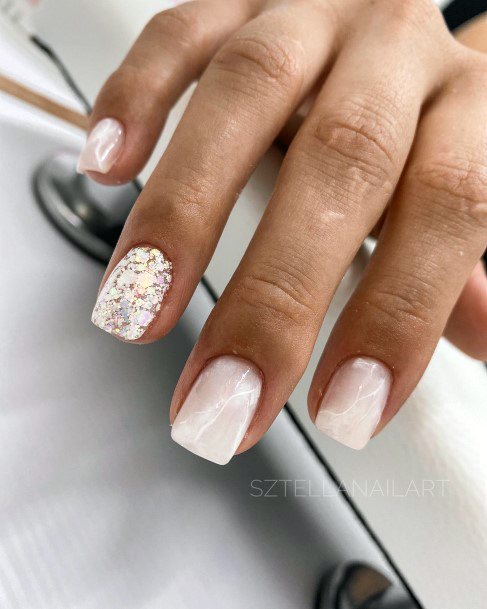 Girls Designs Milky White Nail