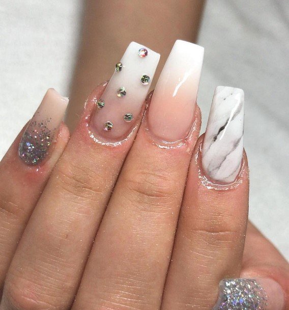 Girls Designs Nude Marble Nail