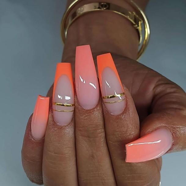 Girls Designs Orange And White Nail