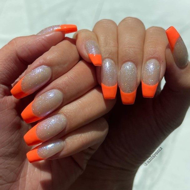 Girls Designs Orange French Tip Nail