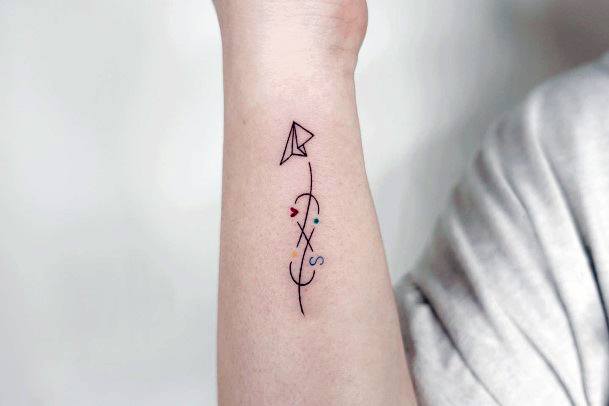 Girls Designs Paper Airplane Tattoo