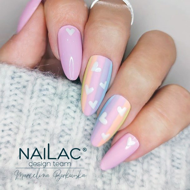 Girls Designs Pink And Blue Nail