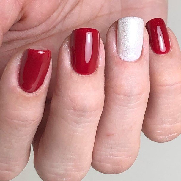 Girls Designs Red And White Nail