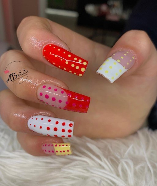 Girls Designs Red And Yellow Nail