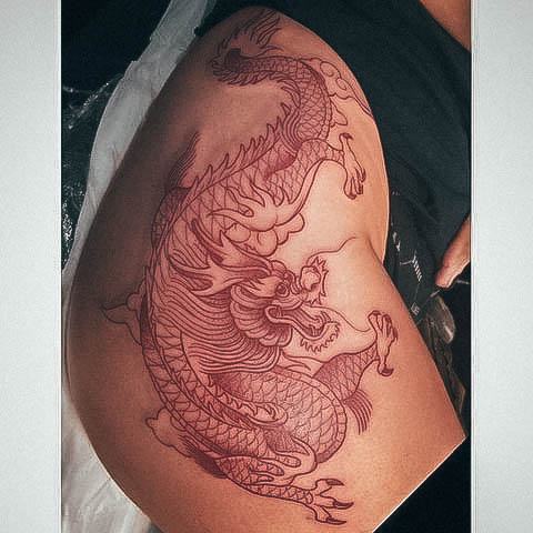 Girls Designs Red Dragon Tattoo