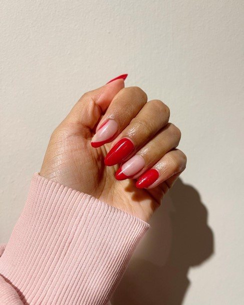 Girls Designs Red French Tip Nail
