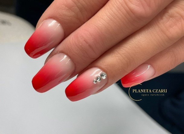 Girls Designs Red Ombre Nail