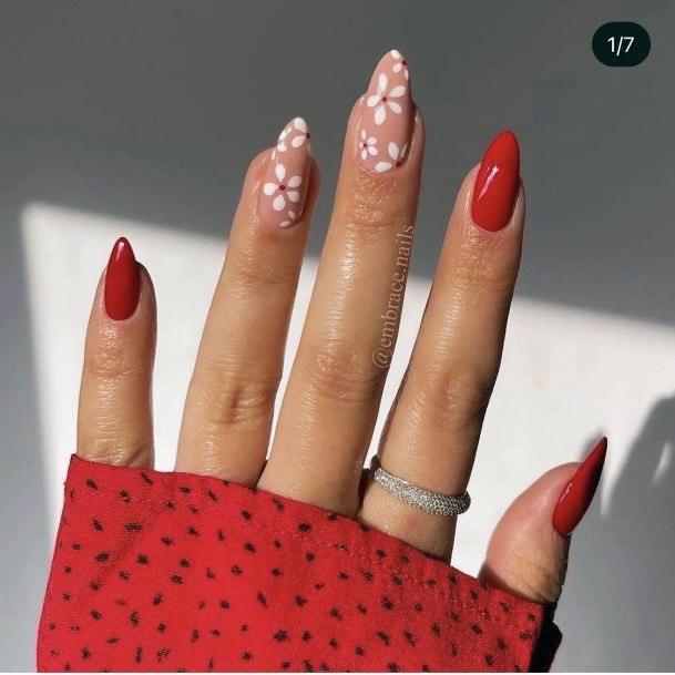 Girls Designs Red Summer Nail