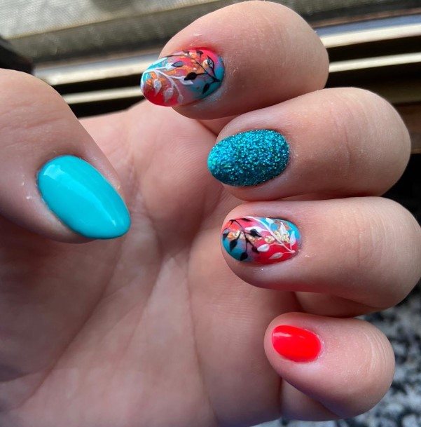 Girls Designs Red White And Blue Nail