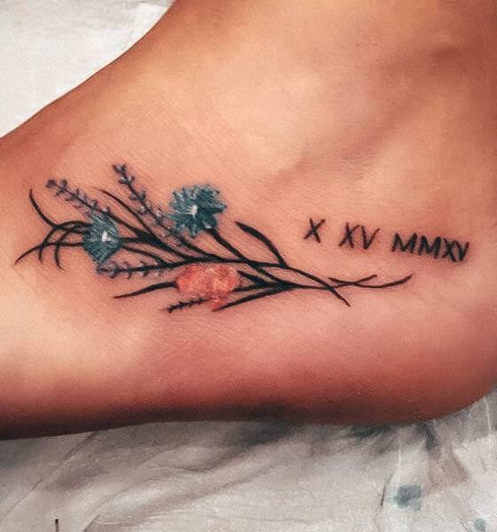 Girls Designs Roman Numeral Tattoo Foot