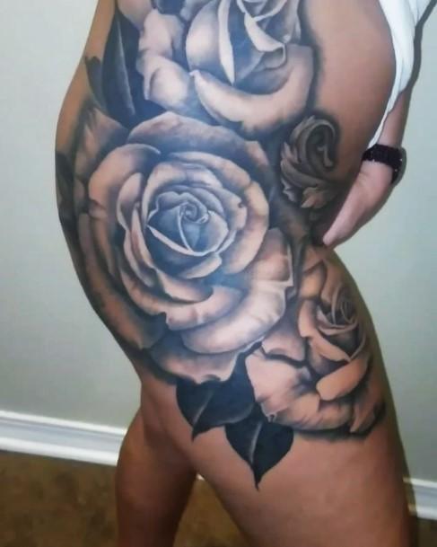 Girls Designs Rose Thigh Tattoo