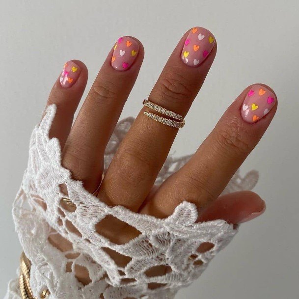 Girls Designs Short Pink And White Nail