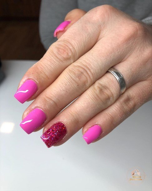 Girls Designs Short Pink Nail