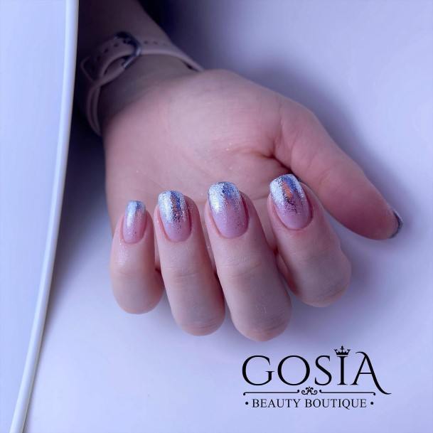 Girls Designs Silver Ombre Nail