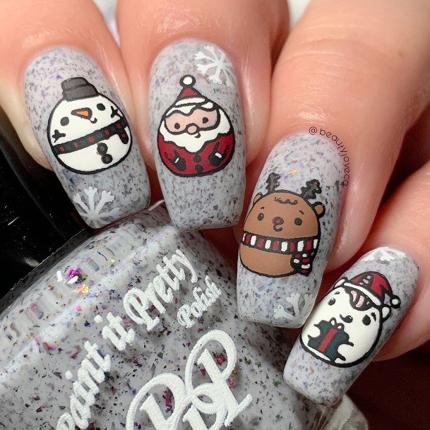 Girls Designs Snowman Nail