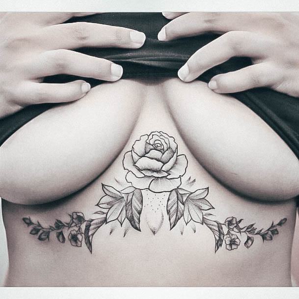 Girls Designs Sternum Tattoo Rose Flower