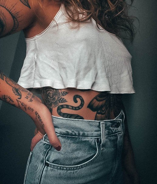 Girls Designs Stomach Tattoo