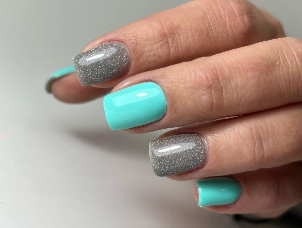 9. Turquoise and Ombre Short Nail Design - wide 9