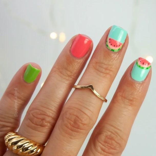 Girls Designs Watermelon Nail