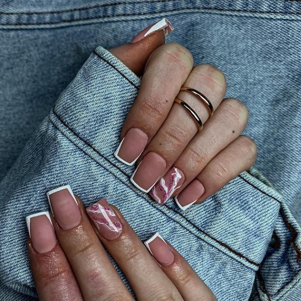 Girls Designs White And Nude Nail