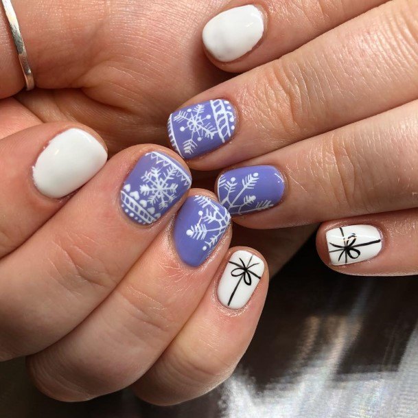 Girls Designs White And Purple Nail