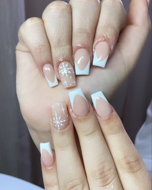 Girls Designs White French Tip Nail