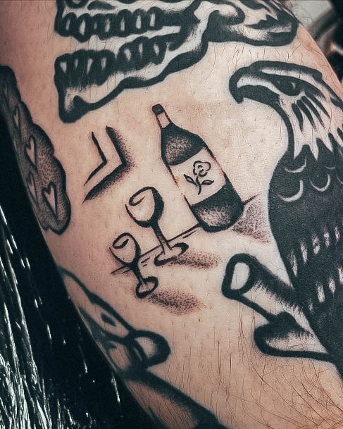 Girls Designs Wine Tattoo