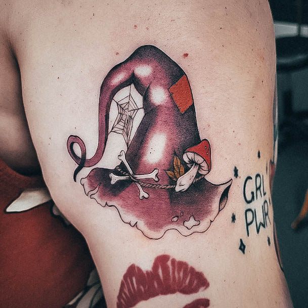 Girls Designs Witch Hat Tattoo