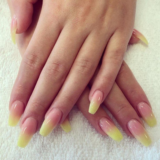 Girls Designs Yellow And Pink Nail