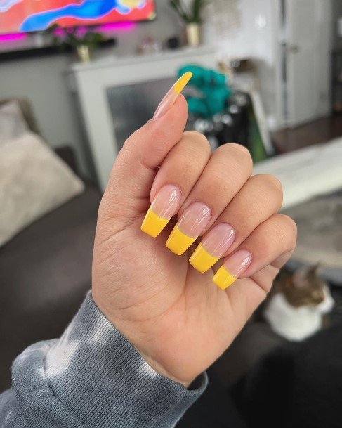 Girls Designs Yellow French Tip Nail