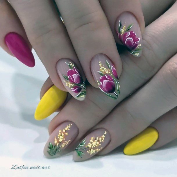 Girls Designs Yellow Summer Nail