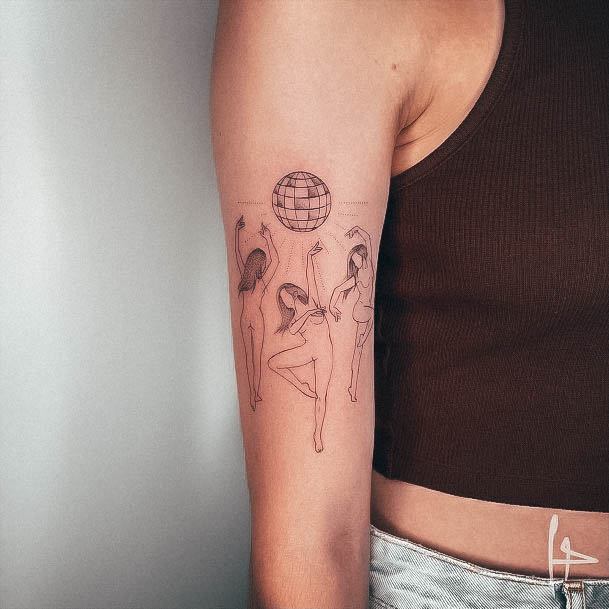 Girls Disco Ball Tattoo Ideas