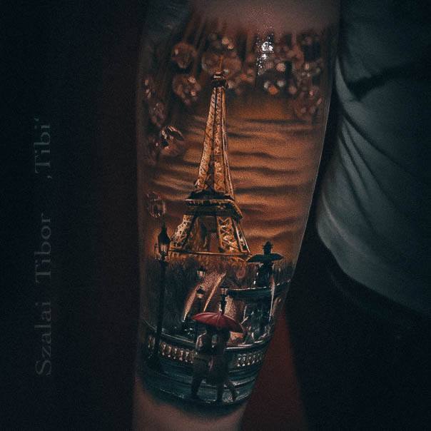 Girls Eiffel Tower Tattoo Designs