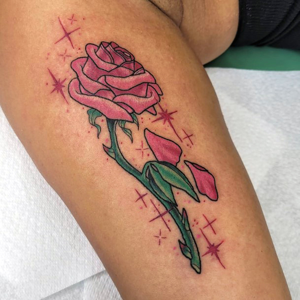 Girls Enchanted Rose Tattoo Designs