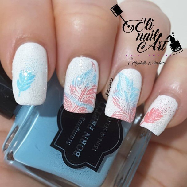 Girls Feather Nail Ideas