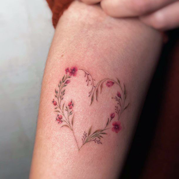 Girls Flower Heart Tattoo Ideas