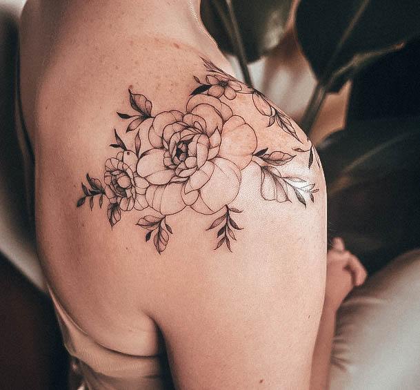 Girls Flower Shoulder Tattoo Art