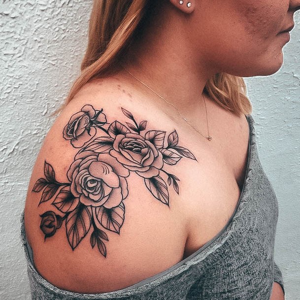 Girls Flower Shoulder Tattoo Designs