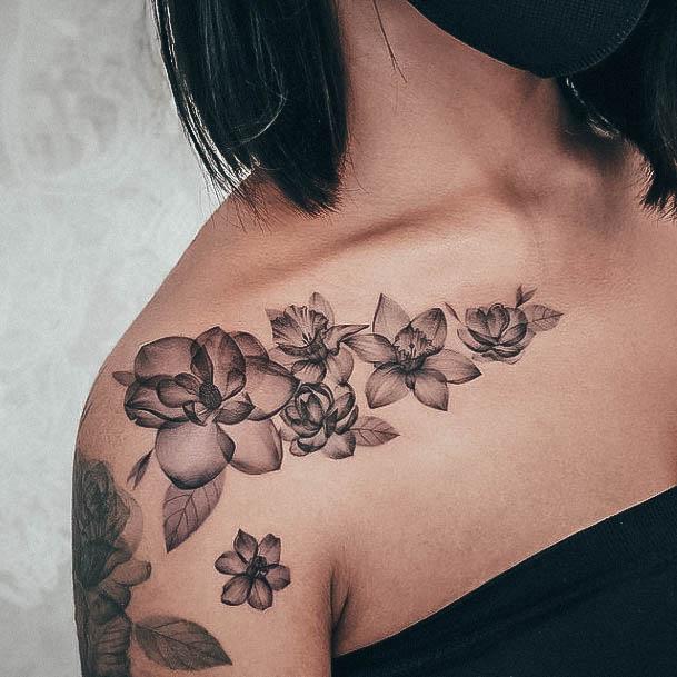 Girls Flower Shoulder Tattoo Ideas