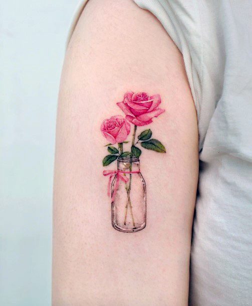 Girls Flower Vase Tattoo Designs