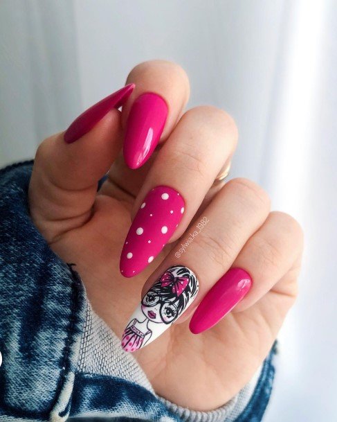 Girls Fuchsia Nail Designs