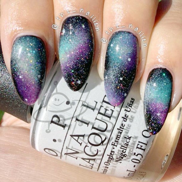 Girls Galaxy Fingernails Designs