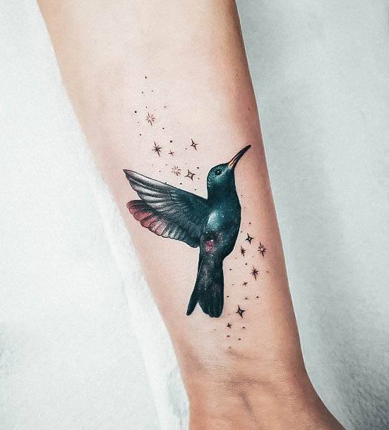 Girls Galaxy Tattoo Ideas Hummingbird