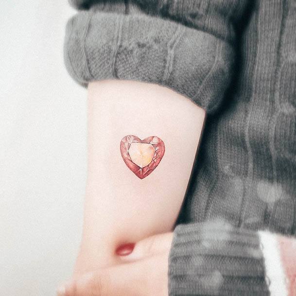 Girls Gem Tattoo Designs Orange Heart