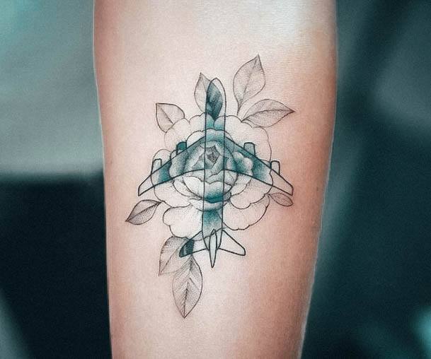 Girls Glamorous Airplane Tattoo Inspiration