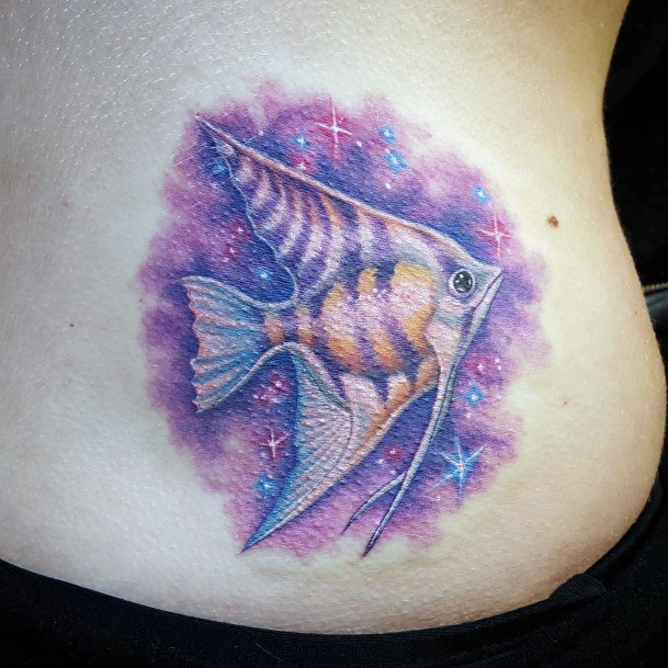 Girls Glamorous Angel Fish Tattoo Inspiration