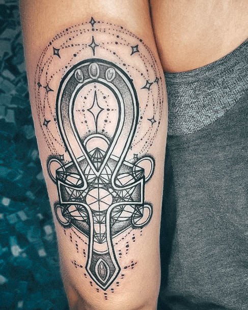 Girls Glamorous Ankh Tattoo Inspiration