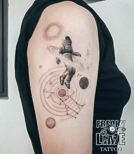 Girls Glamorous Astronaut Tattoo Inspiration