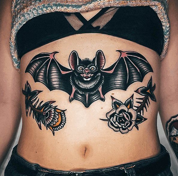 Girls Glamorous Bat Tattoo Inspiration