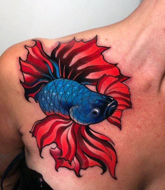 Girls Glamorous Betta Fish Tattoo Inspiration